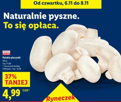 Polskie pieczarki 500 g promocja w Lidl