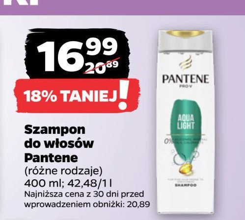 Szampon do włosów lekkie i mocne Pantene pro-v aqua light promocja