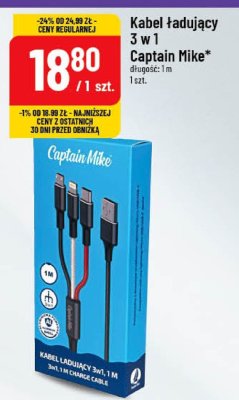 Kabel ładujący 3 w 1 Captain Mike promocja w POLOmarket