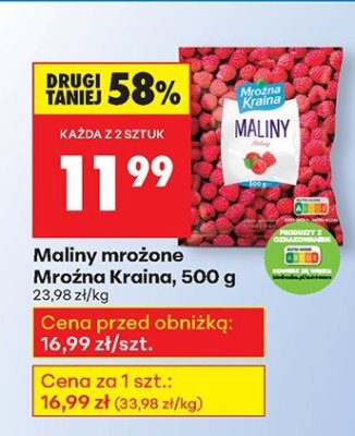 Maliny mrożone Mroźna Kraina, 500 g promocja w Biedronka