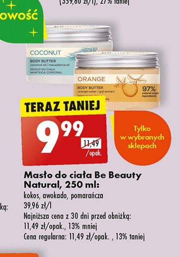 Masło do ciała pomarańcza Be beauty natural promocja
