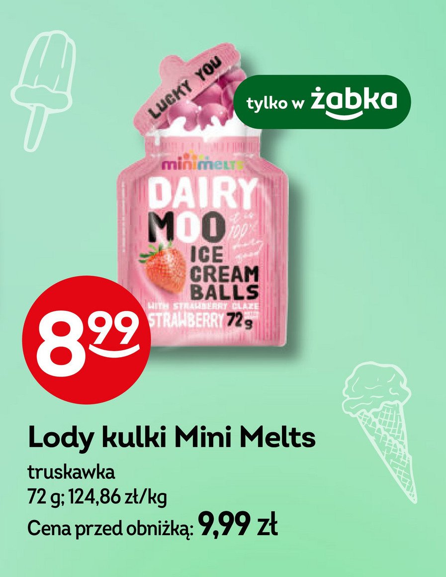 Lody mini melts strawberry promocja w Żabka