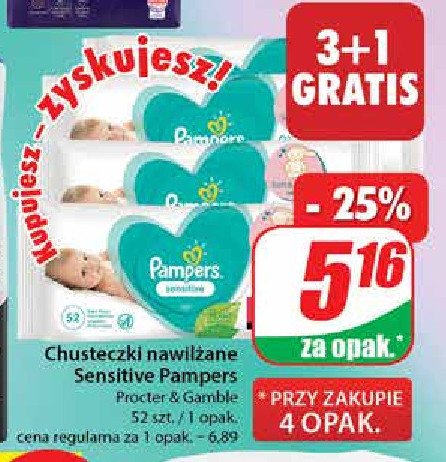 Chusteczki nawilżane Pampers sensitive promocja
