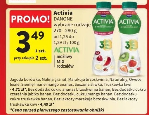 Jogurt mango ananas i len Danone activia promocja