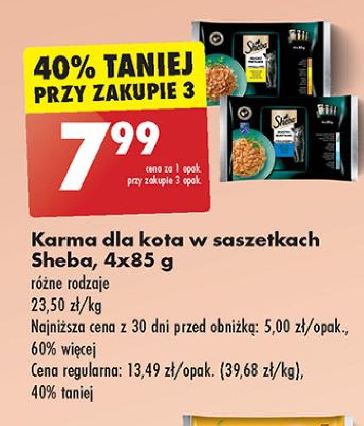 Karma dla kota smaki drobiowe Sheba selection in sauce promocja w Biedronka