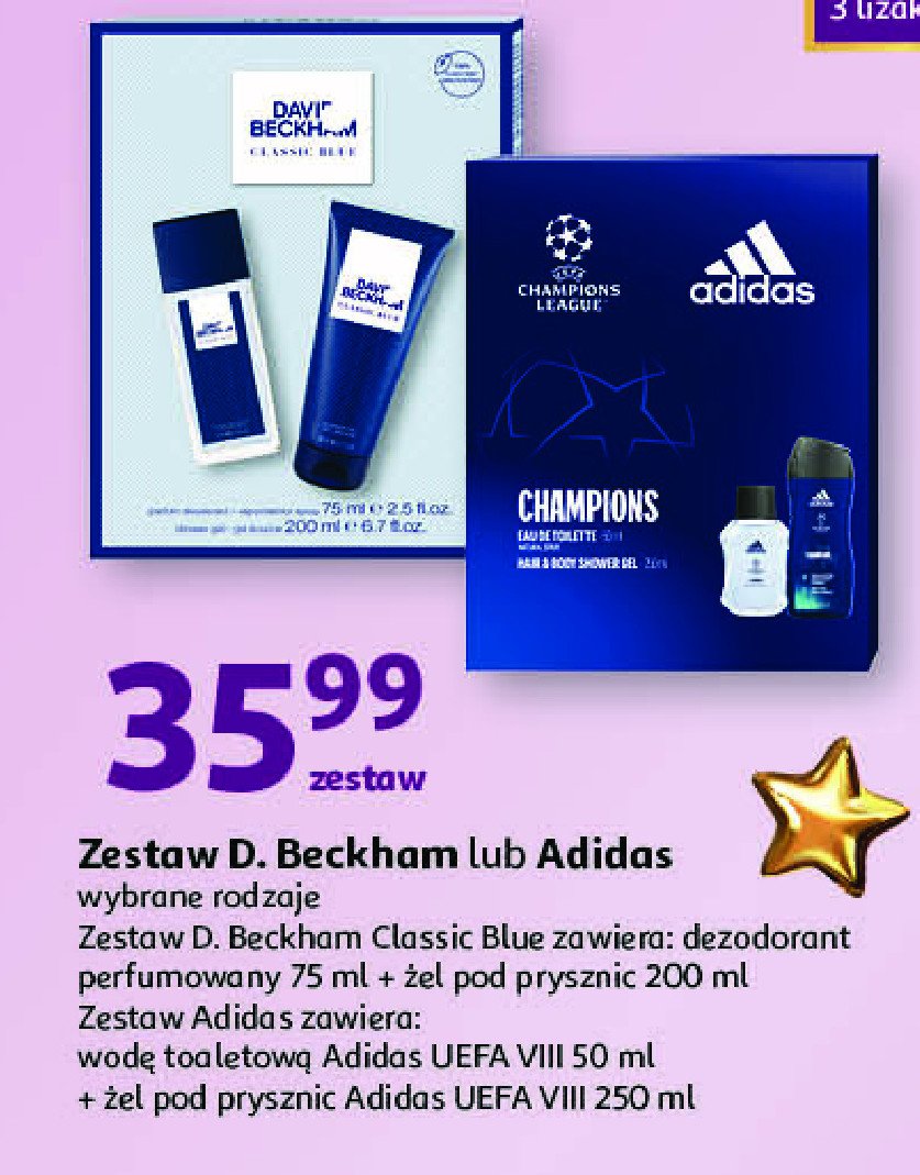 Zestaw w pudełku uefa champions league: żel pod prysznic 250 ml + woda toaletowa 50 ml ADIDAS ZESTAW Adidas cosmetics promocja