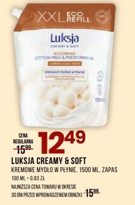 Mydło w płynie LUKSJA CREAMY & SOFT 1600 ML ZAPAS promocja w Drogerie Natura