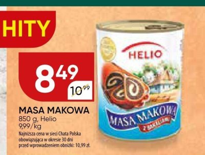 Masa makowa Helio promocja w Chata Polska