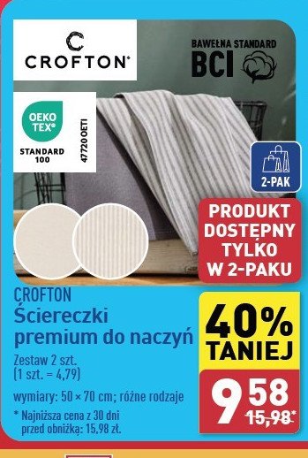 Ściereczki kuchene premium 50 x 70 cm Crofton promocja w Aldi