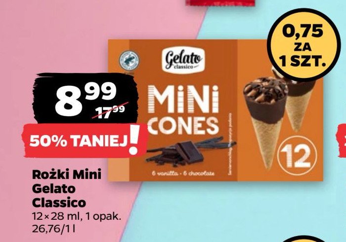 Lody mini cones Gelato classico promocja