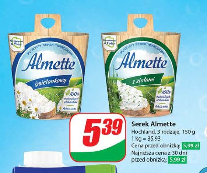 Serek z ziołami Hochland almette promocja w Dino