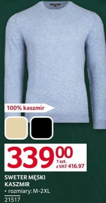 Sweter męski kaszmir, rozmiary: M-2XL promocja w Selgros