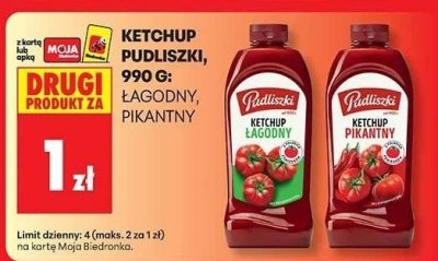 Ketchup łagodny Pudliszki promocja w Biedronka
