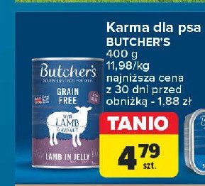 Karma dla psa z jagnięciną Butcher's grain free promocja