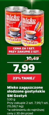Mleko zagęszczone słodzone gostyńskie promocja w Netto