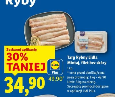 Mintaj filet bez skóry Targ Rybny Lidla promocja w Lidl