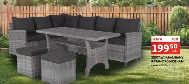 Zestaw jadalniany z rattanu naro偶nik + stolik + 2 pufy Garden star promocja