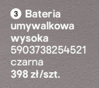 Bateria umywalkowa wysoka Ferro czarna promocja w Castorama