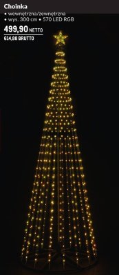 Choinka świetlna wewnętrzna/zewnętrzna wys. 300 cm, 570 LED RGB promocja w Makro