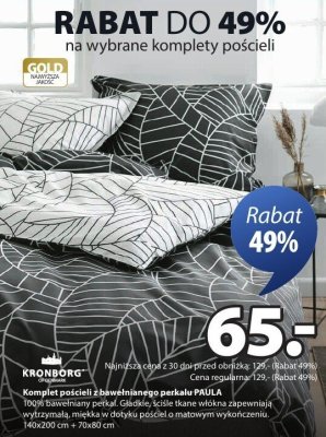 Komplet pościeli z bawełnianego perkalu PAULA promocja w Jysk