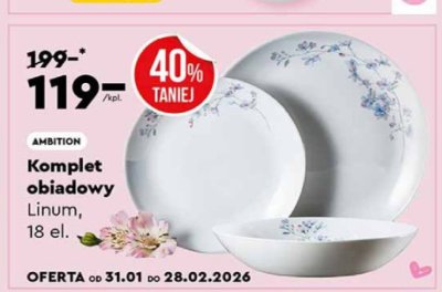 Komplet obiadowy AMBITION Linum 18 el. promocja w Biedronka