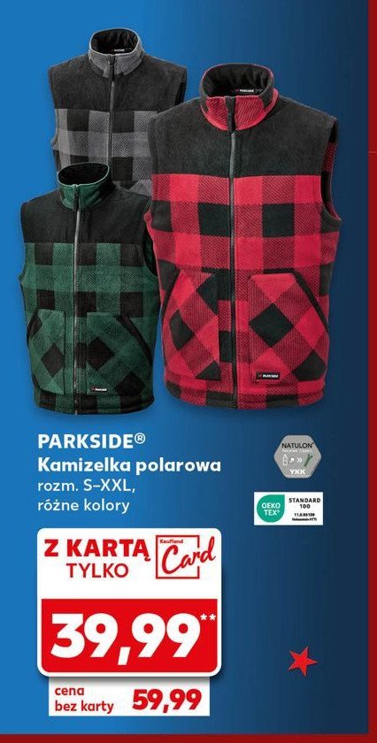 Kamizelka s-xxl polarowa Parkside promocja