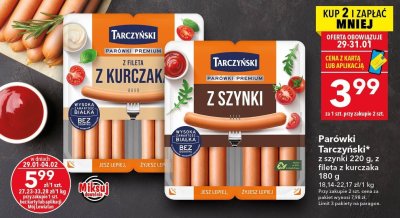 Parówki Tarczyński z fileta kurczaka 180 g promocja w LEWIATAN