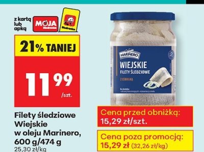Filety śledziowe Wiejskie w oleju, 600/474 g promocja w Biedronka