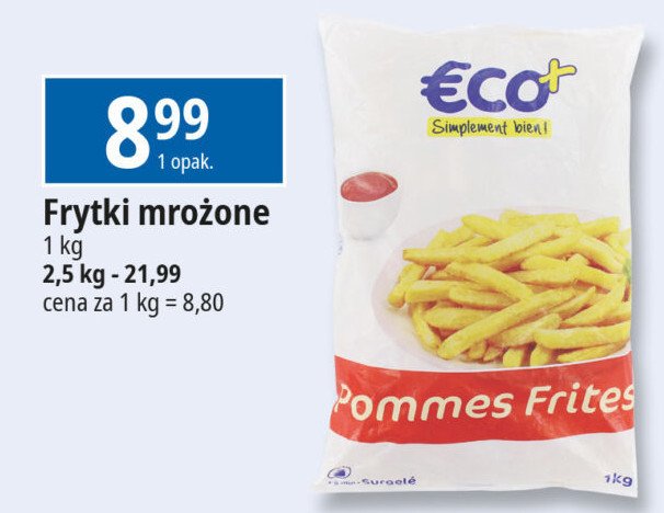 Frytki mrożone Eco+ promocja w Leclerc