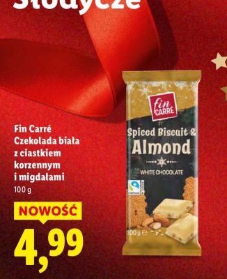Czekolada biała z ciastkiem korzennym i migdałami promocja w Lidl