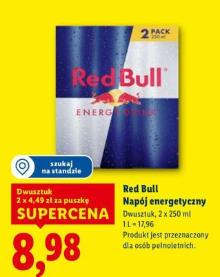 Napój energetyczny Red Bull dwusztak promocja w Lidl