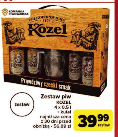 Piwo + szklanka Kozel cerny + kozel lezak promocja w Carrefour