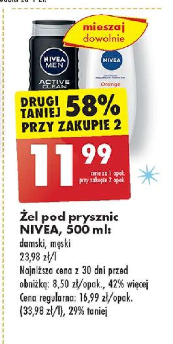 Żel pod prysznic Nivea men active clean promocja w Biedronka