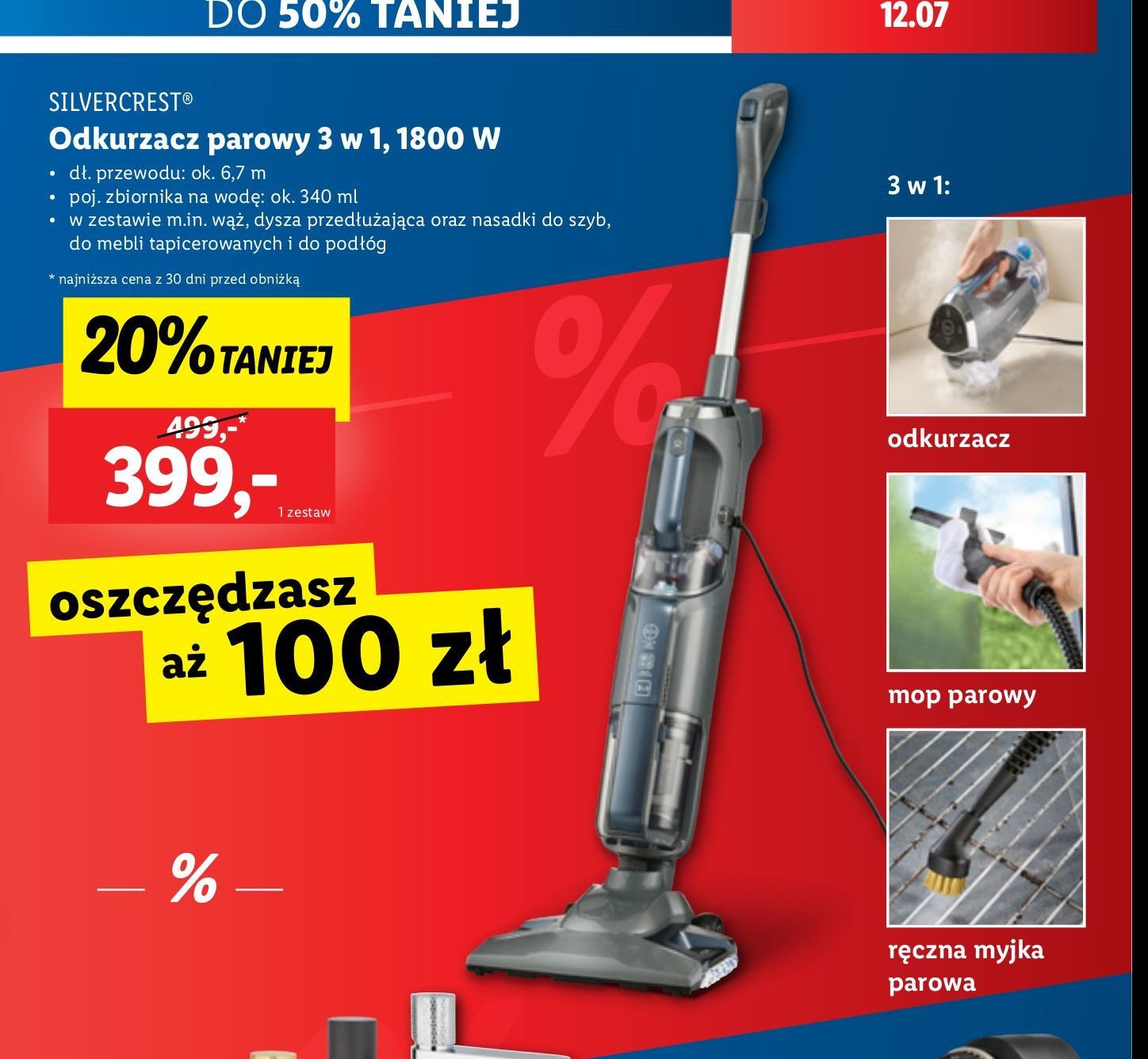 Odkurzacz parowy 1800 w Silvercrest promocja w Lidl