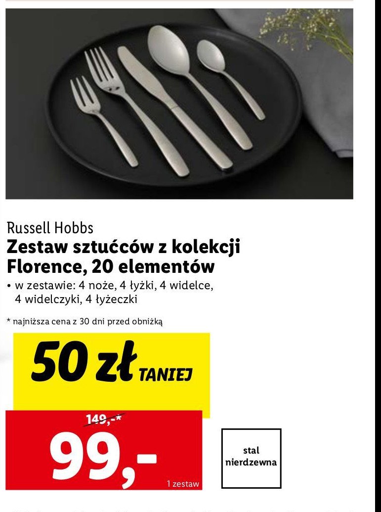 Zestaw sztućców florence Russell hobbs promocja