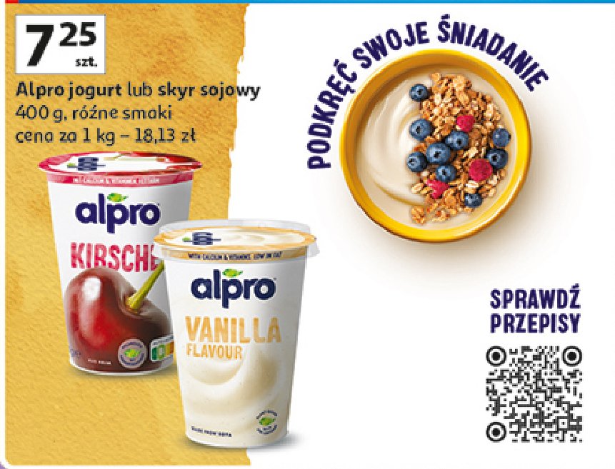 Jogurt sojowy wanilia Alpro promocja w Auchan