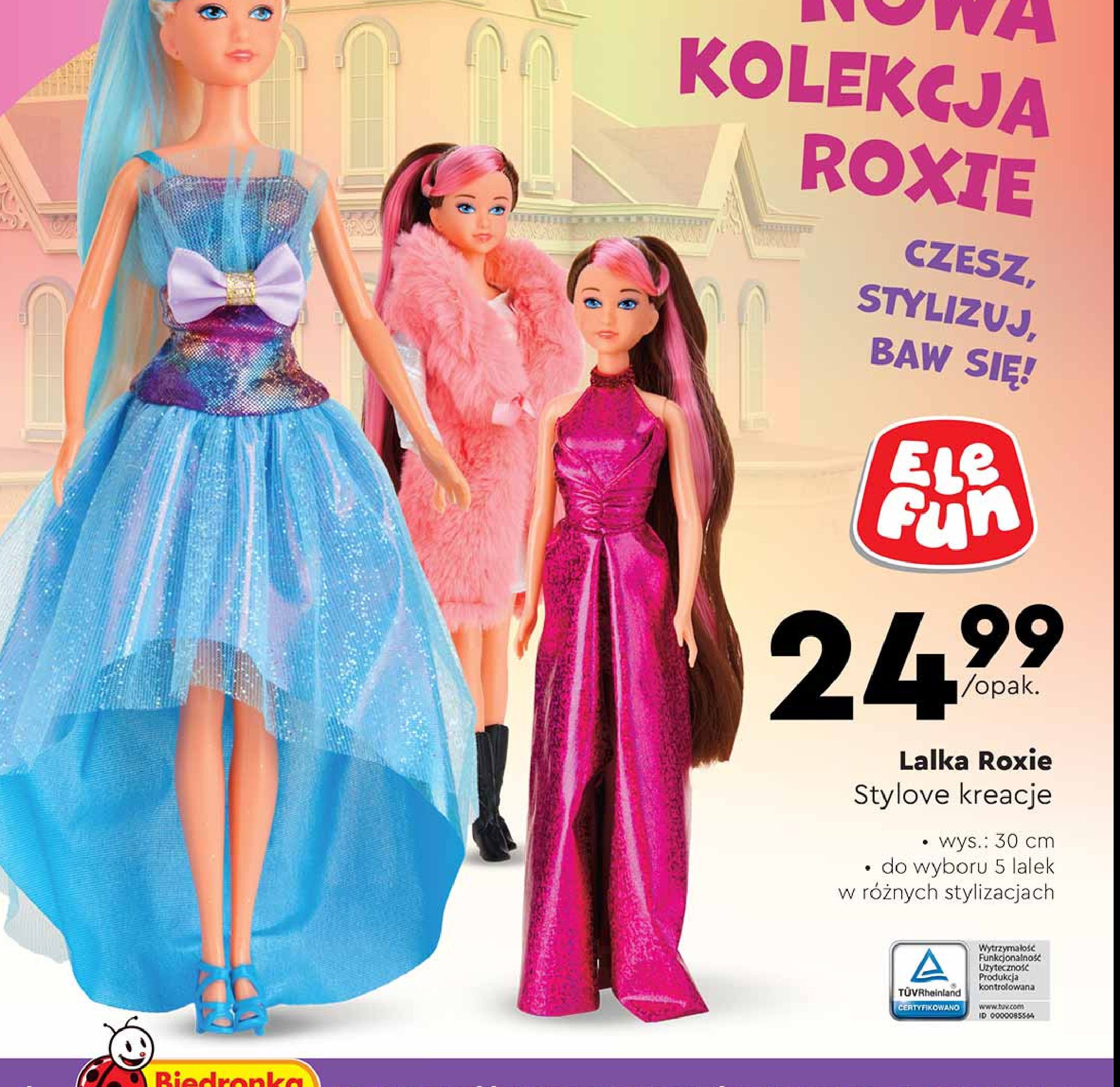 Lalka roxie stylowa kolekcja sukienek Elefun promocja