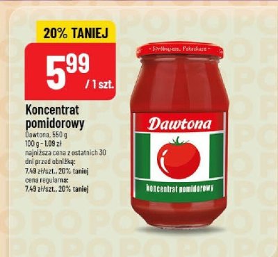 Koncentrat pomidorowy Dawtona promocja w POLOmarket
