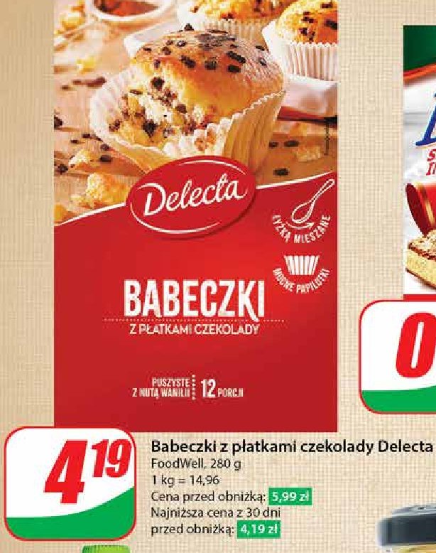 Babeczki nadziewane płatkami czekolady Delecta promocja