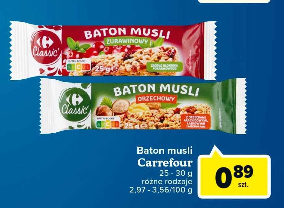 Baton musli z żurawiną Carrefour classic promocja