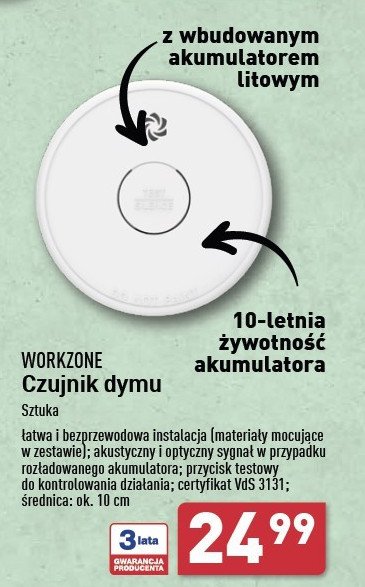 Czujnik dymu WORKZONE promocja