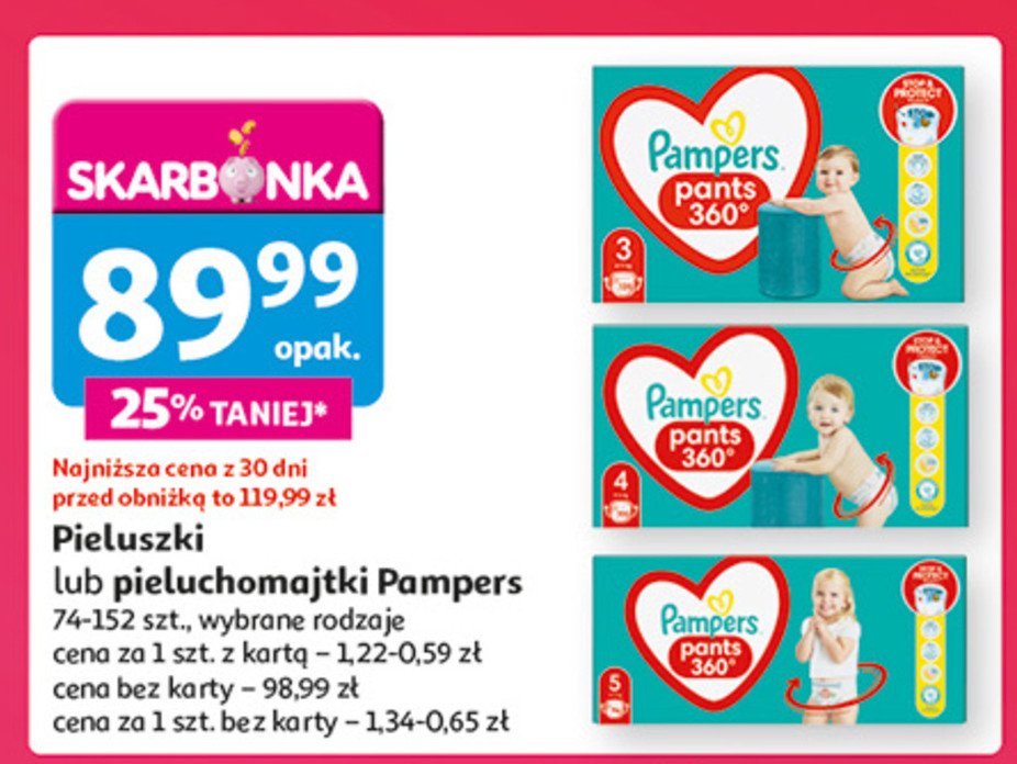 Pieluchomajtki 4 maxi Pampers pants promocja w Auchan