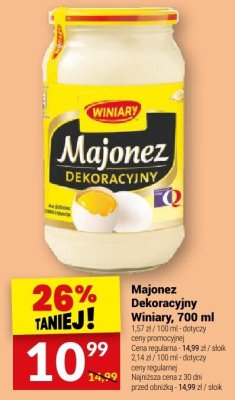 Majonez Dekoracyjny Winiary, 700 ml promocja w Twój Market