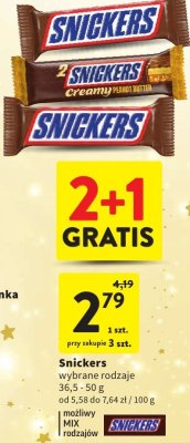 Baton Snickers wybrane rodzaje promocja w Intermarche