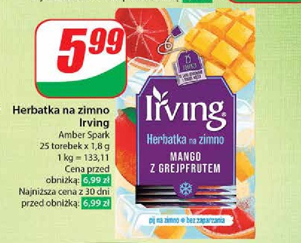 Herbata mango z grejpfrutem Irving herbatka na zimno promocja