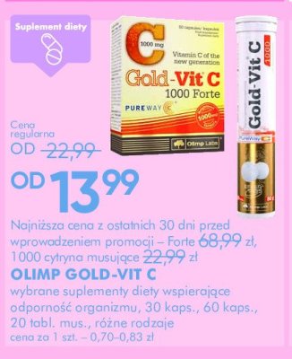Kapsułki poprawiające kondycję i odporność organizmu Olimp labs gold-vit c 1000 forte promocja