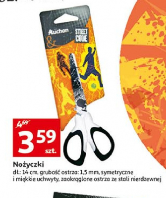 Nożyczki 14 cm street code Auchan promocja