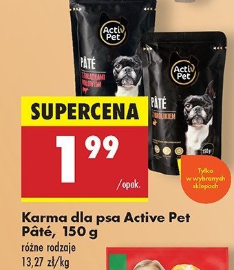 Karma dla psa pasztet z indykiem Activ pet promocja