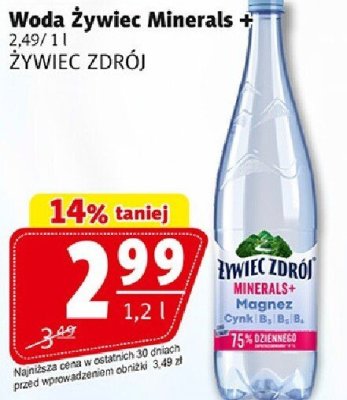 Woda Żywiec Minerals + 2.49/1l ŻYWIEC ZDRÓJ promocja w Prim Market