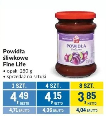 Powidła śliwkowe Fine Life promocja w Makro
